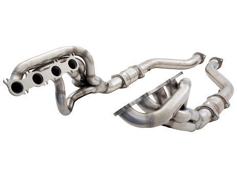 Xforce 1"7/8 výfukové svody s vysokoprůtočnými katalyzátory, 304 nerezová ocel (pouze pro okruhové a offroad použití) Ford Mustang GT 15-17