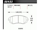 HAWK HPS PŘEDNÍ brzdové destičky SUBARU Impreza WRX 08+, Forester 2.5L X, XT, Outback, Legacy