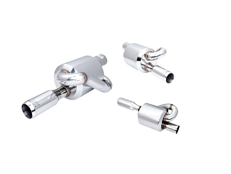 Xforce 2.5" twin loop kulatý tlumič výfuku, 3" vnější průměr koncovky