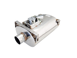 Xforce Oválné tělo 6" x 10" x 16" (15,24cm x 25,4cm x 40,64cm) středový vstup/středový výstup 2.5" příruba, 2.5" jednoduchý výstup