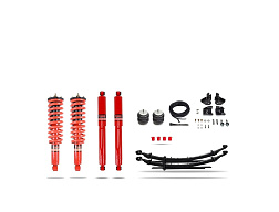 Pedders 1,75" zesílená sada pro zvýšenou nosnost a tažení. Se smontovanými tlumiči Foam Cell a přídavnými airbagy. Isuzu D-Max