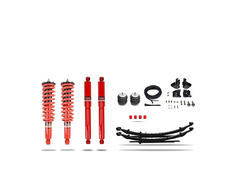 Pedders 1,75" zesílená sada pro zvýšenou nosnost a tažení. Se smontovanými tlumiči Foam Cell a přídavnými airbagy. Isuzu D-Max