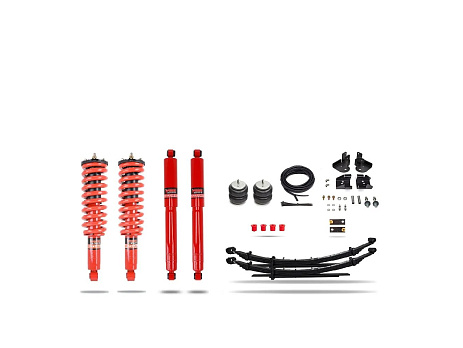 Pedders 1.75" Heavy Duty sada pro zvýšenou nosnost a tažení. Se smontovanými tlumiči Foam Cell a přídavnými vzduchovými vaky. Isuzu D-Max