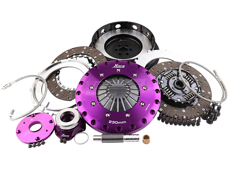Spojková sada Xtreme Clutch - 230mm Sprung hub Organic Twin Plate včetně setrvačníku & CSC 1000Nm