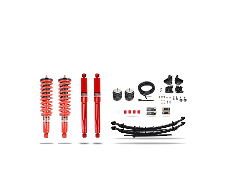 Pedders 1.75" Heavy Duty sada pro zvýšenou nosnost a tažení. Se smontovanými tlumiči Foam Cell a přídavnými vzduchovými vaky. Isuzu D-Max