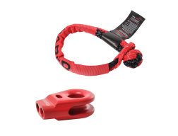 Saber 6061 Aluminium Spliced Winch Thimble - Cerakote Red & 9K Soft Shackle