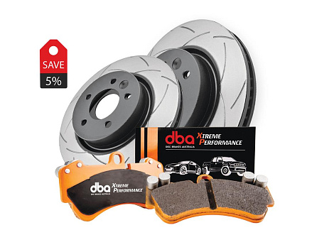 DBA sada kotoučů a destiček -  Street Series T2 Slot drážkovaný + Xtreme Performance XP (2x DBA2959S + DB2063XP)