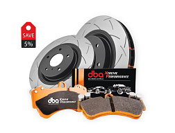 Brake Kit - 4000 Series T3 Slotted & Xtreme Performance Brake Pads (2x DBA43212S + 15038XP)