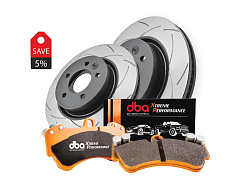 DBA Sada brzd – 4000 Series T3 drážkované kotouče & Xtreme Performance destičky (2x DBA42965S + DB2064XP)