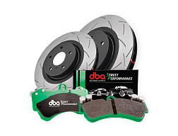 DBA sada kotoučů a destiček 4000 T3 Slot drážkované + Street Performance SP (2x DBA42166S + DB9021SP)