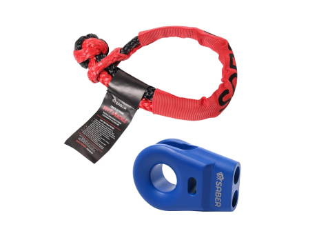 Saber 6061 Aluminium Spliced Winch Thimble - Cerakote Blue & 9K Soft Shackle