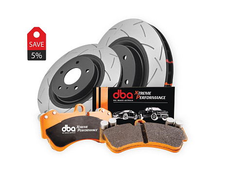 DBA sada kotoučů a destiček 4000 T3 Slot drážkované + Xtreme Performance XP (2x DBA43769S + DB15078XP) Toyota Land Cruiser 250, 300