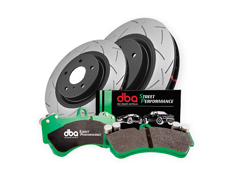 DBA sada kotoučů a destiček 4000 T3 Slot drážkované + Street Performance SP (2x DBA42165S + DB9022SP)