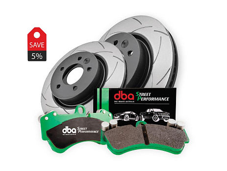 DBA Sada brzd – Street Series T2 drážkované kotouče a destičky Street Performance (2x DBA794S + DB1200SP)