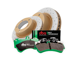 DBA sada kotoučů a destiček – Street Series X Gold EnShield + Street Performance SP (2x DBA788EX + DB1365SP)