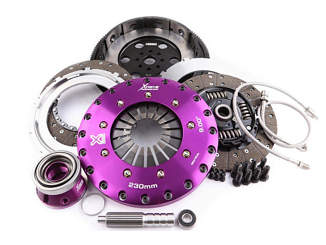 Spojková sada Xtreme Clutch - 230mm Sprung hub Organic Twin Plate včetně setrvačníku & CSC 1000Nm