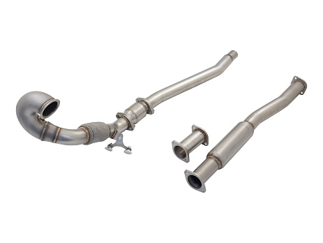 Xforce 3" downpipe s High-Flow katalyzátorem, 304 nerezová ocel (pouze pro okruhové a off-road použití) Audi S3 8V, VW Golf R MK7
