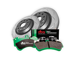 DBA sada kotoučů a destiček 4000 T3 Slot drážkované + Street Performance SP (2x DBA42809S + DB2384SP)