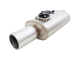 Xforce Oválné tělo 5.5" x 9.5" x 15" (13,97cm x 24,13cm x 38,1cm) středový vstup/středový výstup 2.5" příruba, 4" dvojitá koncovka