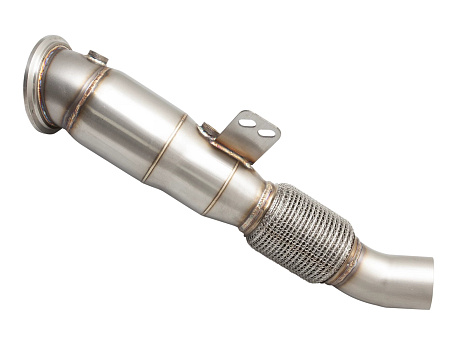Xforce 4"-3 3/8" downpipe s High-Flow katalyzátorem, 304 nerez (pouze pro závodní a offroad použití)